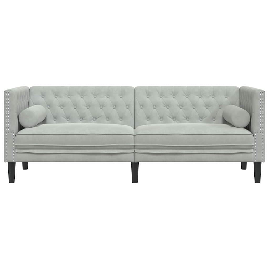 Chesterfield Sofa Other Light grey 194 x 74.5 x 70.5 cm Velvet